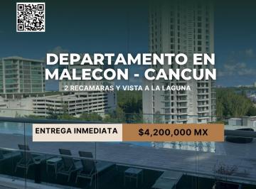 Departamento · 107m² · 2 Recámaras · 2 Estacionamientos · Departamento en Cancún - Malecon con Vista a La Laguna