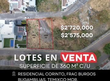 Terreno / Lote · 360m² · Terreno Residencial en Residencial Corinto, Frac Burgos Bugambilias