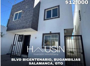 Casa · 3 Recámaras · 2 Estacionamientos · Casa en Renta, Blvd. Bicentenario, Fracc. Bugambilias. Salamanca, Gto