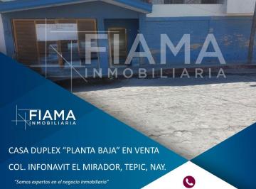 Dúplex de 3 habitaciones, Tepic · Casa Dúplex (Planta Baja) en Venta en Col. Infonavit El Mirador, Tepic, Nay.