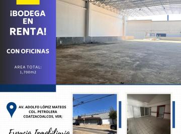 Bodega comercial , Coatzacoalcos · Bodega en Renta
