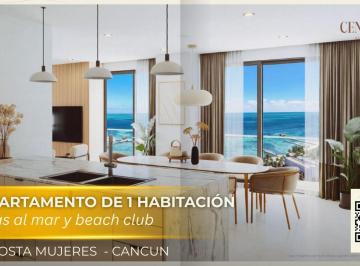 Departamento · 47m² · 1 Recámara · 1 Estacionamiento · Lujoso Departamento de 1 Habitacion con Vistas Al Mar y Beach Club en Costa Mujeres Cancun