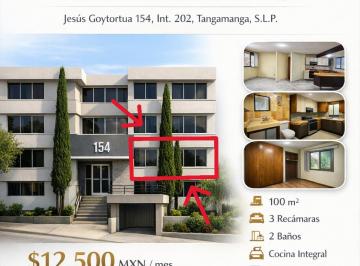 Departamento de 3 habitaciones, San Luis Potosí · Renta Departamento – a 1 Cuadra de Tangamanga I