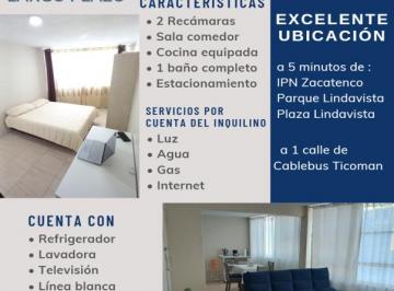 Departamento de 2 habitaciones, Gustavo A. Madero · Renta Departamento Amueblado