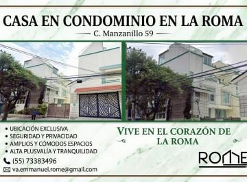 Casa en condominio de 3 habitaciones, Cuauhtémoc · Casa en Condominio en La Roma | a Minutos de Parque México y Mercado Roma