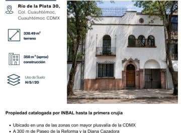 Terreno / Lote , Cuauhtémoc · Casa con Valor Arquitectónico en Venta en Río de La Plata, Col. Cuauhtémoc