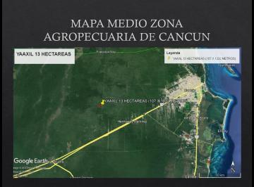 Terreno / Lote · 1m² · 10 Estacionamientos · Terreno en Venta, 13 Hectáreas, 107 m Frente a Carretera Cancún - Francisco May, Cancún Quintana Roo
