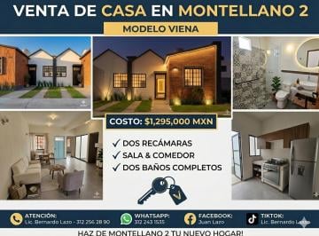 Casa de 2 habitaciones, Villa de Alvarez · Venta de Casa Modelo Viena en Montellano 2 Villa de Álvarez