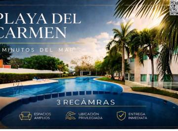 Departamento · 120m² · 3 Recámaras · 2 Estacionamientos · Casa en Venta 3 Habitaciones en Playa del Carmen con Alberca a Minutos del Mar Entrega Inmediata