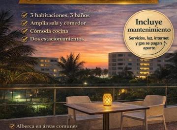 Departamento · 180m² · 3 Recámaras · 2 Estacionamientos · Departamento en Vida Mar en Renta por Año