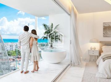 Departamento · 100m² · 3 Recámaras · 1 Estacionamiento · Departamento de 3 Habitaciones en Playa del Carmen con Alberca Vista Al Mar Ideal Para Rentar