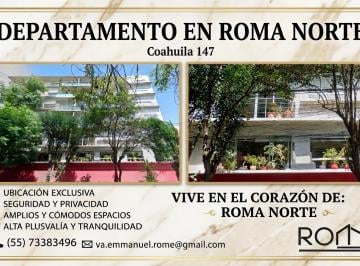 Departamento de 3 habitaciones, Cuauhtémoc · Departamento en Roma Norte a Pasos de Parque México, Mercado Medellín y Av Insurgentes