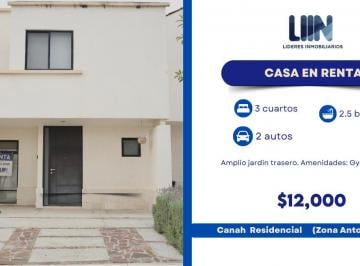 Casa · 140m² · 3 Recámaras · 2 Estacionamientos · Casa en Renta Canah Residencial