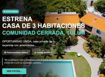 Villa · 383m² · 3 Recámaras · 2 Estacionamientos · Villa en Tulum en Venta, 2 Recamaras, Alberca, Jardin, 10 Min del Mar