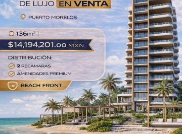 Departamento · 136m² · 2 Recámaras · 1 Estacionamiento · Departamento Frente Al Mar en Venta 136 m | 2 Recámaras | Puerto Morelos