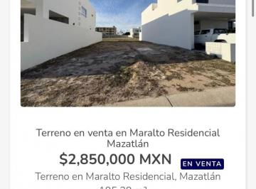 Terreno / Lote , Mazatlán · Lote en Venta en Maralto Residencial