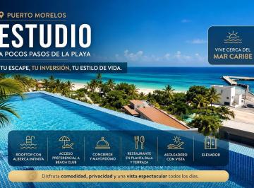 Departamento · 31m² · 1 Recámara · 1 Estacionamiento · Estudio en Venta Puerto Morelos Vista Al Mar| Entrega Inmediata | Acepta Credito