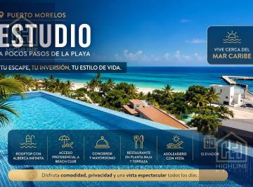 Departamento · 31m² · 1 Recámara · 1 Estacionamiento · Estudio en Venta Puerto Morelos Vista Al Mar| Entrega Inmediata | Acepta Credito