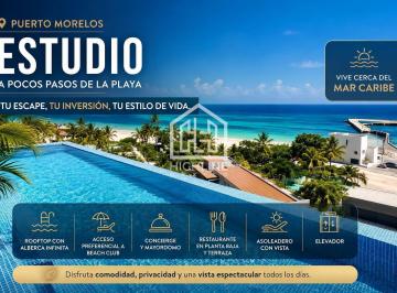 Departamento · 31m² · 1 Recámara · 1 Estacionamiento · Estudio en Venta Puerto Morelos Vista Al Mar| Entrega Inmediata | Acepta Credito