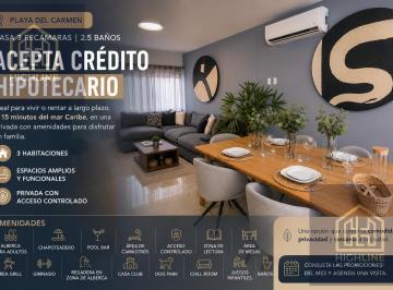Casa · 112m² · 3 Recámaras · 2 Estacionamientos · Casa de 3 Recámaras en Playa del Carmen a 15 Min de Las Playas | Casa Club con Alberca y Gym