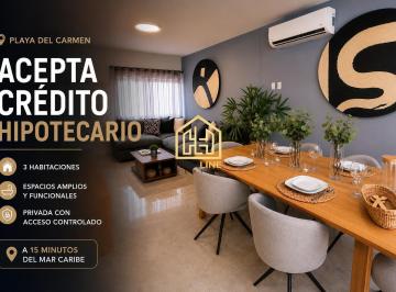 Casa · 112m² · 3 Recámaras · 2 Estacionamientos · Casa de 3 Recámaras en Playa del Carmen a 15 Min de Las Playas | Casa Club con Alberca y Gym