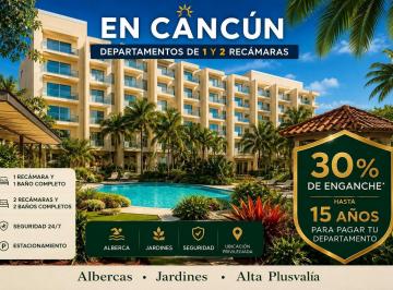 Departamento · 57m² · 1 Recámara · 1 Estacionamiento · Departamentos en Preveventa Lof, 1 y 2 Recamaras en Cancun Financiamiento Hasta 15 Años