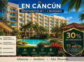 Departamento · 57m² · 1 Recámara · 1 Estacionamiento · Departamentos en Preveventa Lof, 1 y 2 Recamaras en Cancun Financiamiento Hasta 15 Años