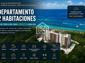 Departamento · 155m² · 2 Recámaras · 1 Estacionamiento · Departamento de 2 Habitaciones en Venta Cozumel a 60 m del Parque Nacional Arrecifes de Cozumel