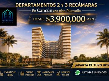 Departamento · 96m² · 2 Recámaras · 1 Estacionamiento · Departamentos de Lujo en Cancún con Vista Al Caribe