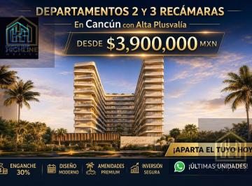 Departamento · 96m² · 2 Recámaras · 1 Estacionamiento · Departamentos de Lujo en Cancún con Vista Al Caribe