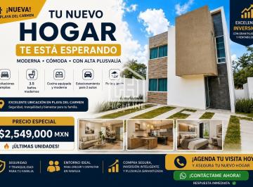 Departamento · 97m² · 3 Recámaras · 2 Estacionamientos · Casa en Venta de 3 Recamaras en Playa del Carmen