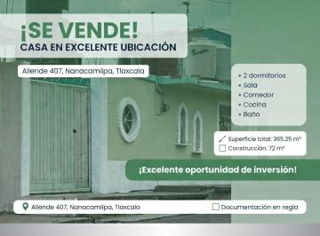 Casa de 2 habitaciones, Nanacamilpa de Mariano Arista · ¡Oportunidad Inversionistas! Casa y Terreno 365 m² a Pasos del Imss