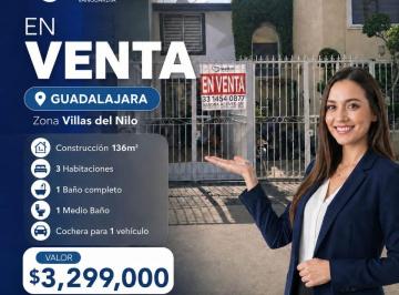 Casa de 3 habitaciones, Guadalajara · Casa en Venta en Guadalajara, Jalisco (Jardines del Nilo)