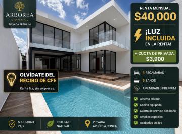 Casa de 4 habitaciones, Conkal · La Renta Incluye La Luz Residencias Premium de 4 Recámaras en Privada Arbórea