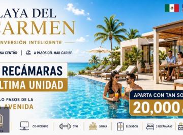 Departamento · 78m² · 2 Recámaras · 2 Estacionamientos · Estudios y Departamentos en Venta Centro de Playa del Carmen