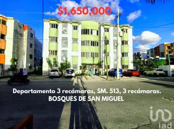 Departamento · 83m² · 3 Recámaras · 1 Estacionamiento · Vendo Departamento en Bosques de San Miguel 3 Rec Sm. 513, Cancun, Q. Roo