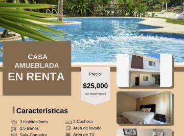 Casa en condominio de 3 habitaciones, Benito Juárez · Casa Amueblada en Renta – Paseo de La Selva