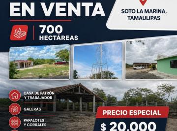 Rancho · 7000000m² · 4 Recámaras · Terreno (Rancho en Venta) Soto La Marina, Tamps