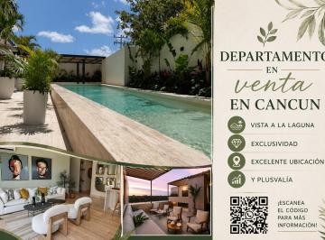 Departamento · 145m² · 2 Recámaras · 2 Estacionamientos · Departamento en Venta en Cancún Centro, 2 Rec. Alberca Infinity, Vista a La Laguna Nichupte.