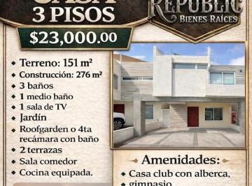 Casa · 276m² · 3 Recámaras · 2 Estacionamientos · Renta de Casa 3 Pisos Fraccionamiento Zibata, Condominio Figue