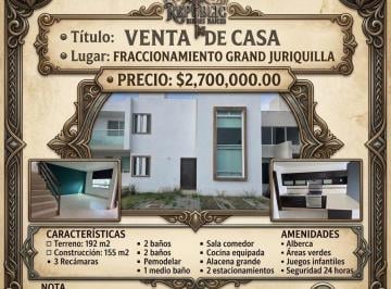 Casa · 155m² · 3 Recámaras · 2 Estacionamientos · Venta de Casa Fraccionamiento Grand Juriquilla, Queretaro.