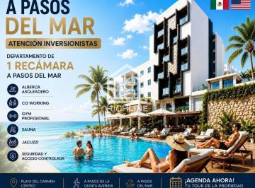 Departamento · 40m² · 1 Recámara · 2 Estacionamientos · Departamento en Venta 1 Recamara Playa del Carmen a Pasos del Mar y Quinta Av Alberca Gym