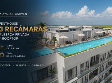 Departamento · 188m² · 3 Recámaras · 1 Estacionamiento · Penthouse de 3 Ámaras en Playa del Carmen con Alberca Privada y Rooftop | a 12 Min de La Playa