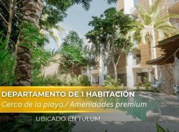 Departamento · 55ha · 1 Recámara · 1 Estacionamiento · Departamento en Venta de 1 Habitación en Tulum a Pocos m de La Playa | Alberca y Gym