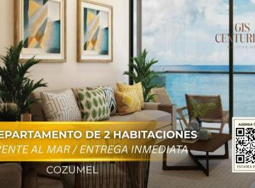Departamento · 94ha · 2 Recámaras · 1 Estacionamiento · Departamento en Venta de 2 Habitaciones en Cozumel con Entrega Inmediata Frente Al Mar / Alberca