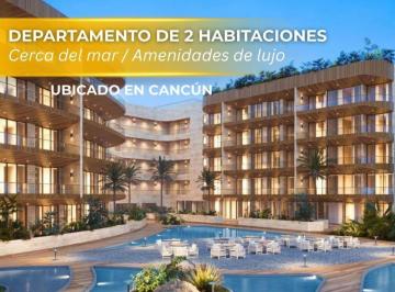 Departamento · 134ha · 2 Recámaras · 1 Estacionamiento · Departamento en Venta de 2 Habitaciones en Cancún a Pocos m de La Playa | Alberca y Gym