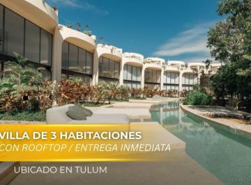 Villa · 287ha · 3 Recámaras · 2 Estacionamientos · Villa Lujosa de 3 Habitaciones en Venta en Tulum con Entrega Inmediata | Rooftop, Alberca y Gym