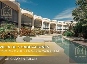 Villa · 287ha · 3 Recámaras · 2 Estacionamientos · Villa Lujosa de 3 Habitaciones en Venta en Tulum con Entrega Inmediata | Rooftop, Alberca y Gym