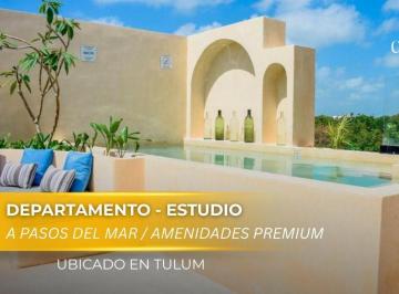 Departamento · 34ha · 1 Recámara · 1 Estacionamiento · Estudio en Venta en La Veleta, Tulum, a Pocos m de La Playa | Alberca y Restaurante
