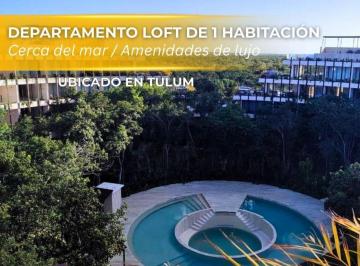 Departamento · 67ha · 1 Recámara · 1 Estacionamiento · Departamento Tipo Loft en Venta de 1 Habitación en Tulum, a Pocos m de La Playa | Alberca y Gym